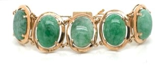 Estate 14KYG Jade Bracelet